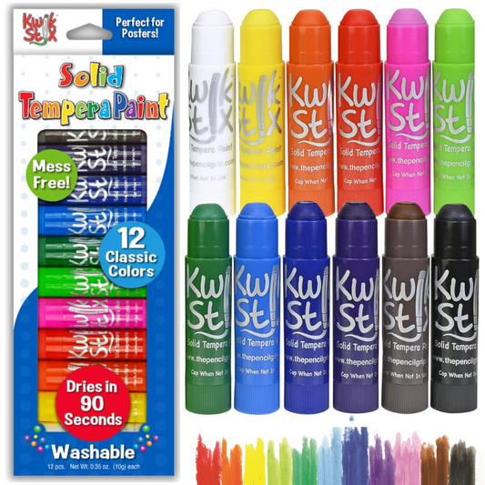 The Pencil Grip Inc. Kwik Stix 12 Classic Colors Set – Solid Tempera Paint Sticks for Kids