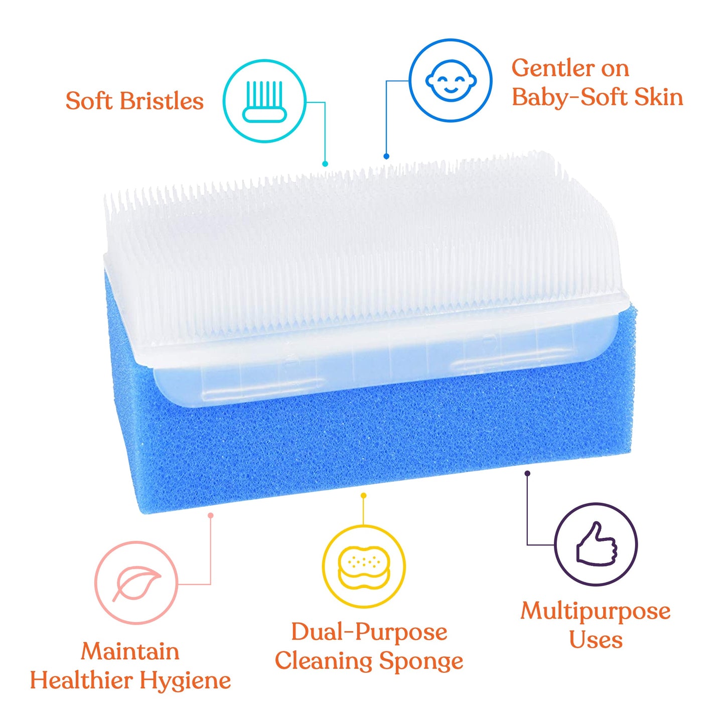 Special Supplies Baby Bath Sponges – Dual-Sided Sensory Foam & Soft Bristle Scrubbers for Gentle Infant and Toddler Bathing