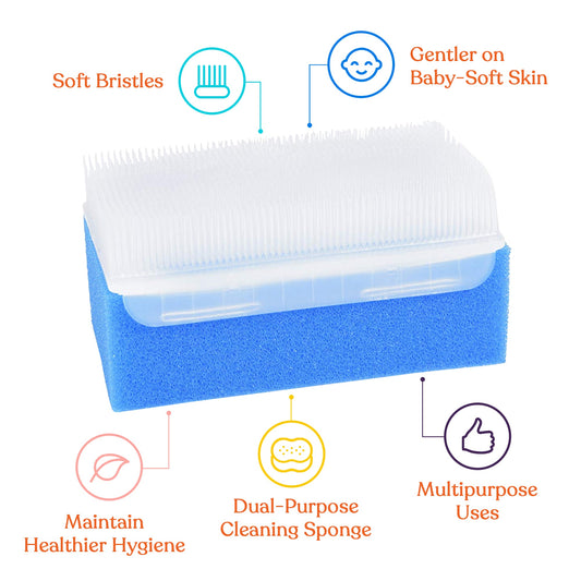 Special Supplies Baby Bath Sponges – Dual-Sided Sensory Foam & Soft Bristle Scrubbers for Gentle Infant and Toddler Bathing