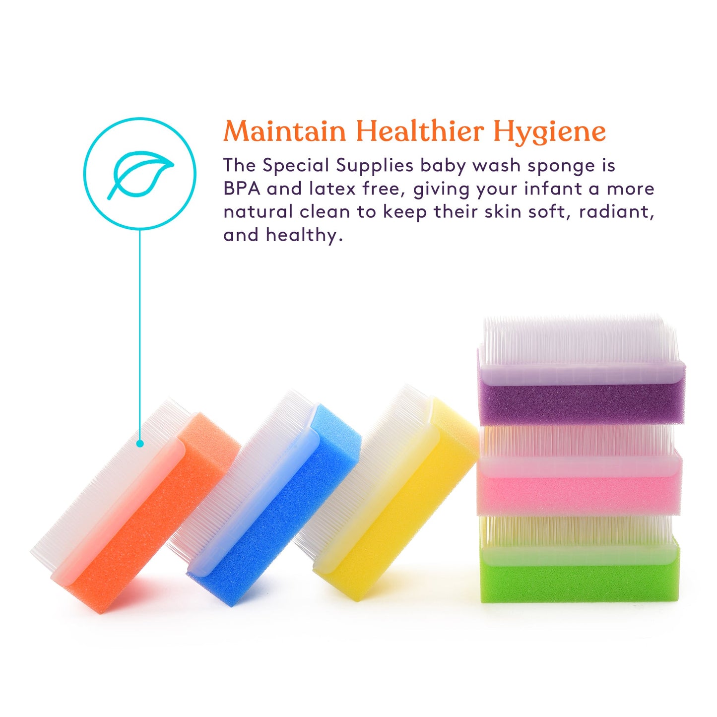 Special Supplies Baby Bath Sponges – Dual-Sided Sensory Foam & Soft Bristle Scrubbers for Gentle Infant and Toddler Bathing