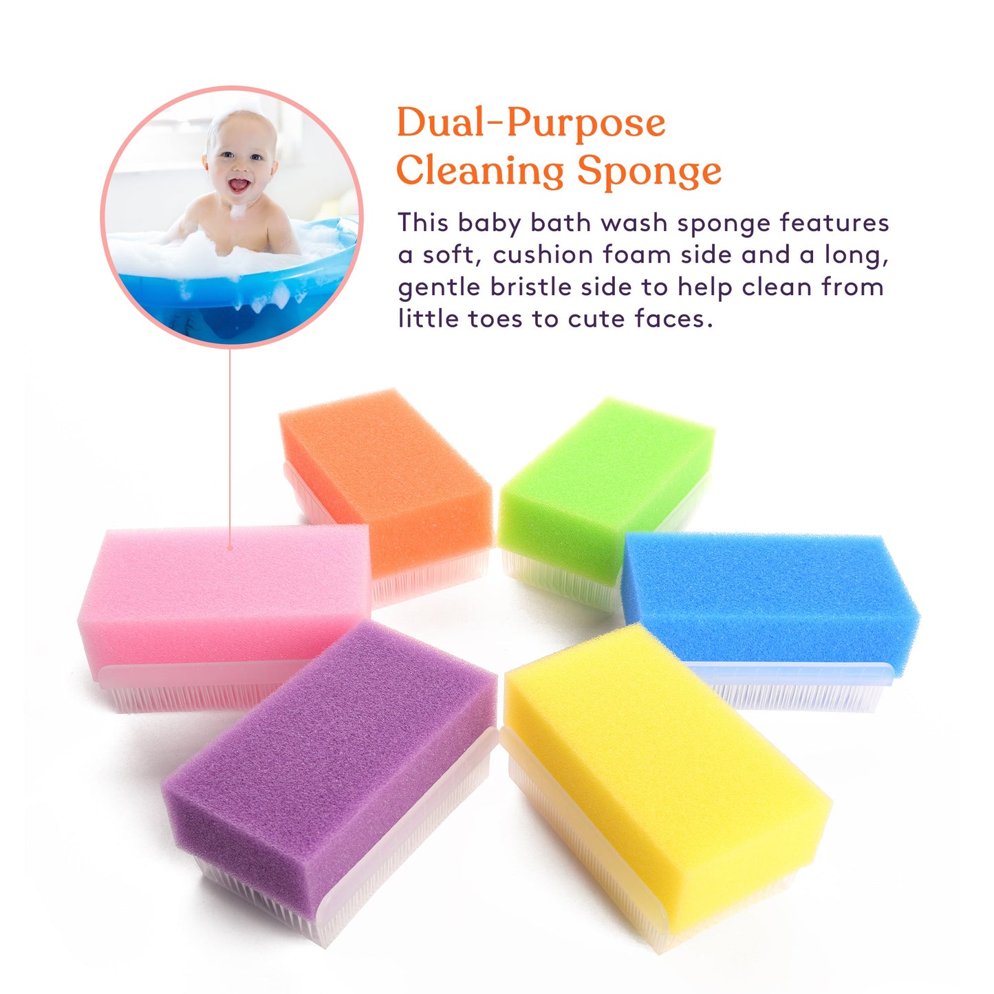 Special Supplies Baby Bath Sponges – Dual-Sided Sensory Foam & Soft Bristle Scrubbers for Gentle Infant and Toddler Bathing