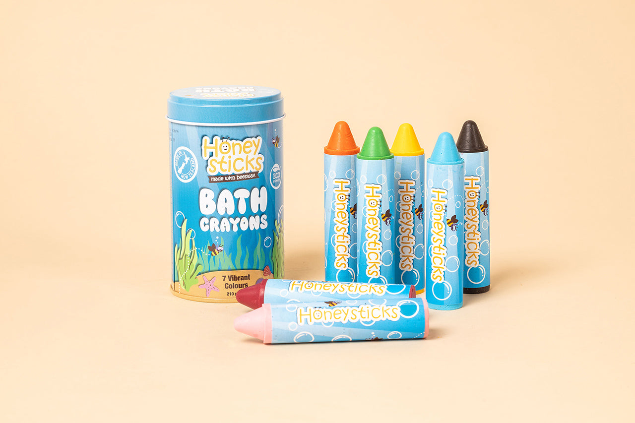 Honeysticks Bath Crayon Super Jumbos – Non-Toxic Beeswax Bath Crayons for Kids, 7 Colors