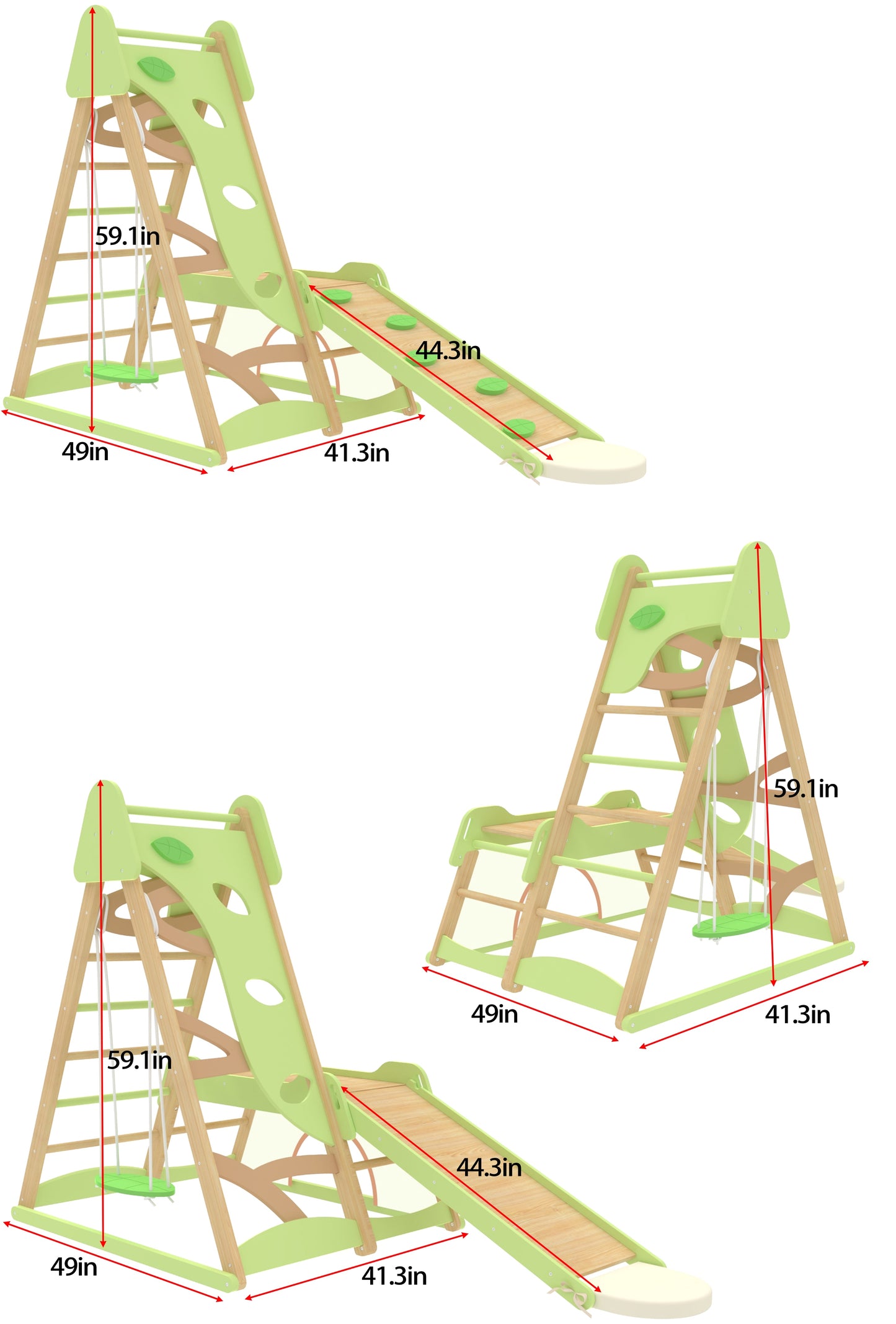 Avenlur Bush 6-in-1 Wooden Jungle Gym Climber – Montessori Indoor Playset with Slide, Rock Wall, Rope Ladder, Swing, and Monkey Bars