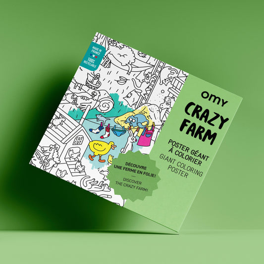 OMY Crazy Farm Giant Coloring Poster – Whimsical Farm Map Art for Big Kids & Creative Play