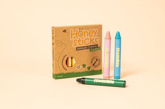 Honeysticks Jumbo Crayons – Natural Beeswax Crayons for Kids, Classic Size, 8 Colors
