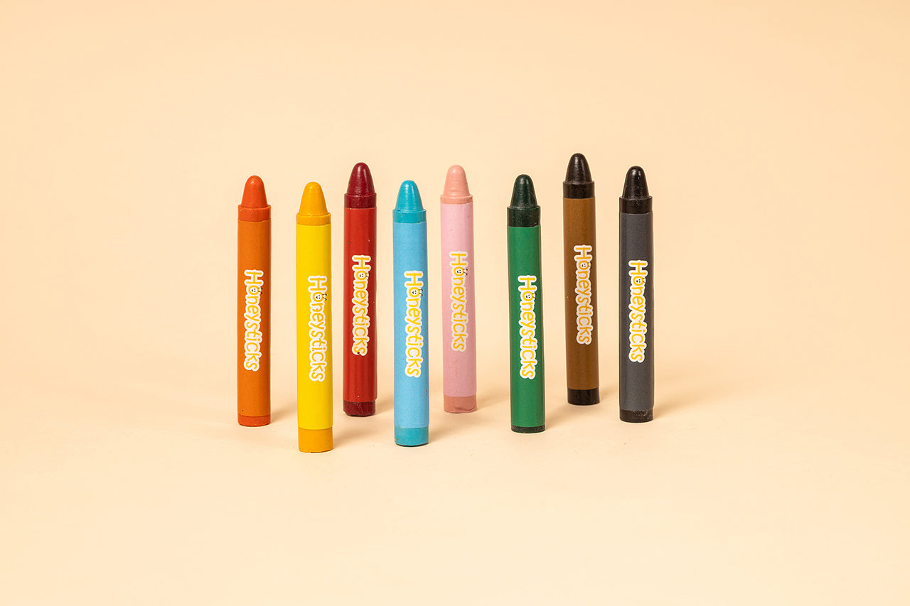 Honeysticks Jumbo Crayons – Natural Beeswax Crayons for Kids, Classic Size, 8 Colors