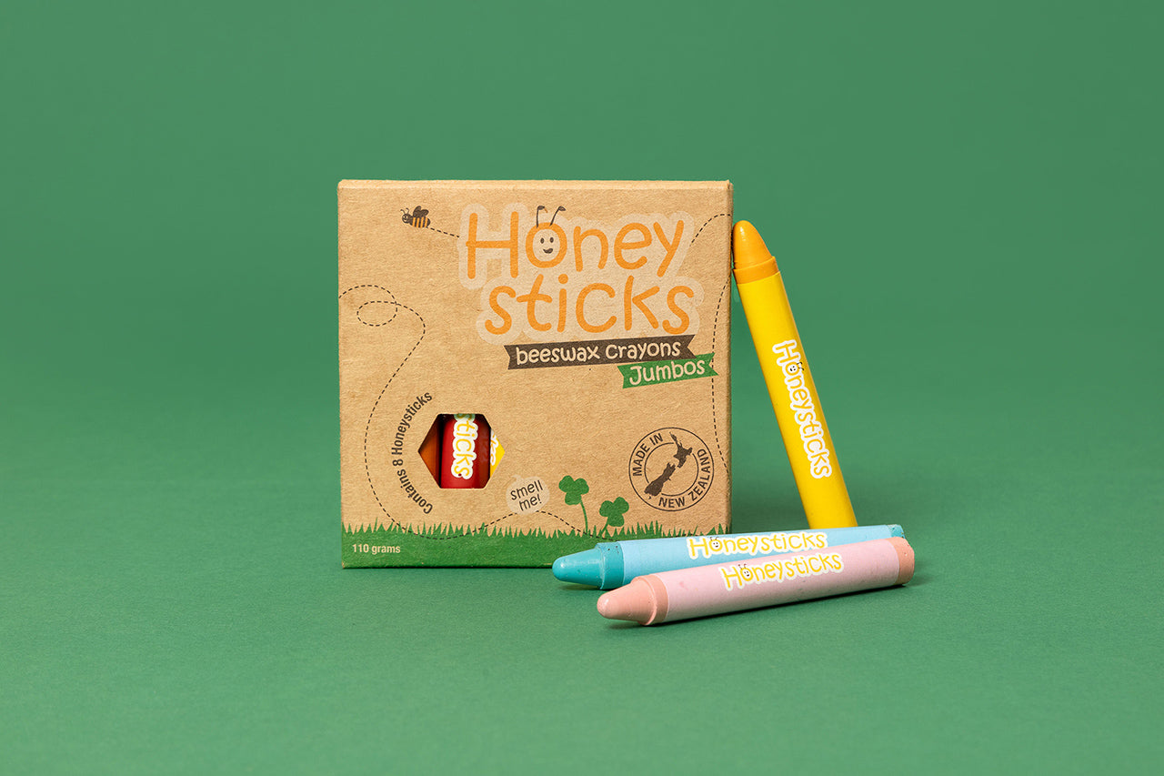 Honeysticks Jumbo Crayons – Natural Beeswax Crayons for Kids, Classic Size, 8 Colors