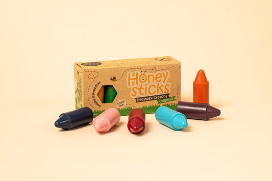 Honeysticks Originals – Natural Beeswax Crayons for Toddlers, First Crayon Option, 12 Colors