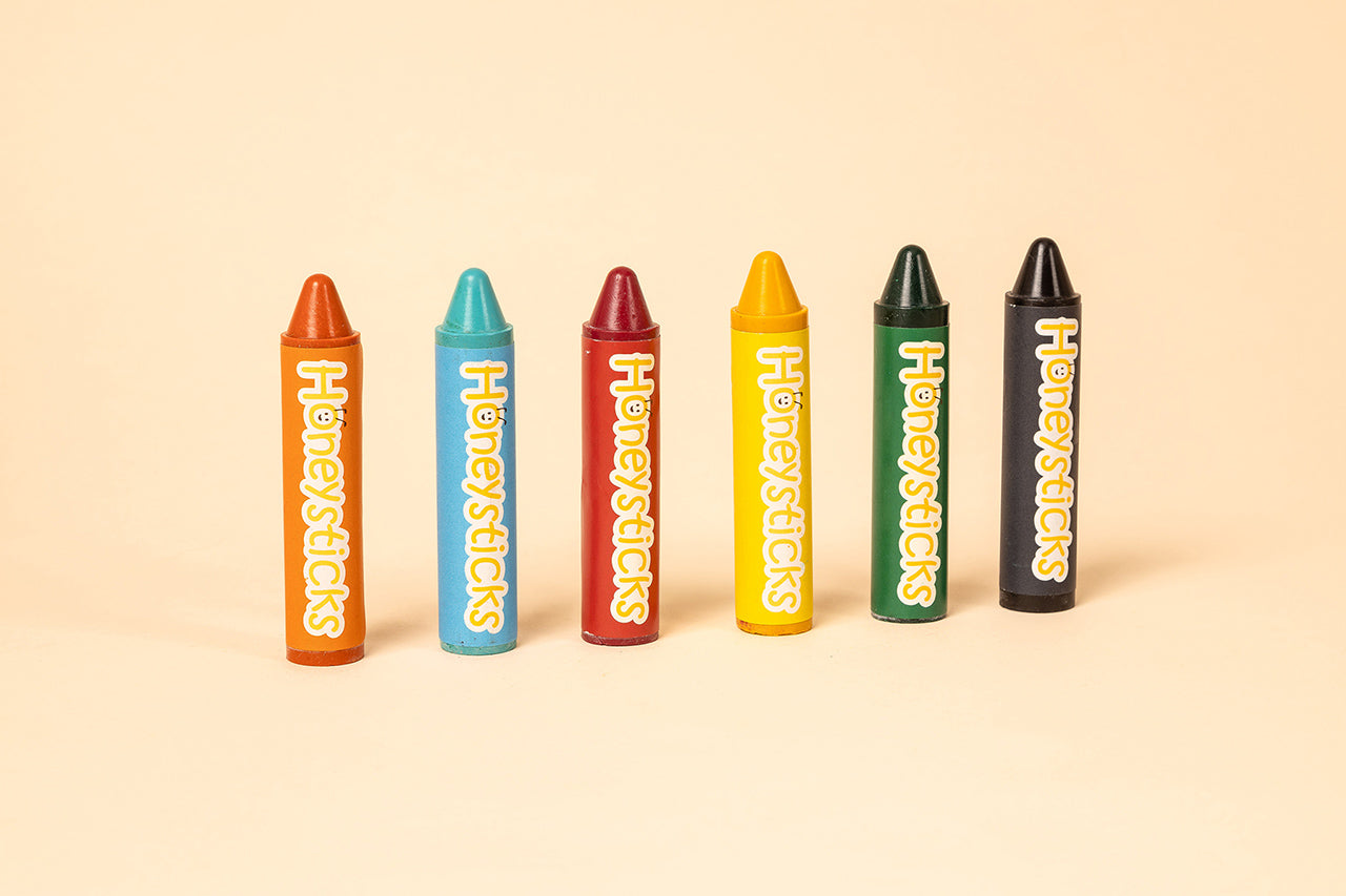 Honeysticks Super Jumbo Crayons – Natural Beeswax Crayons for Toddlers, Longer & Thicker Design, 6 Colors