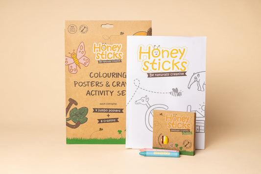 Honeysticks Activity Set – Jumbo Posters with Natural Beeswax Crayons for Kids
