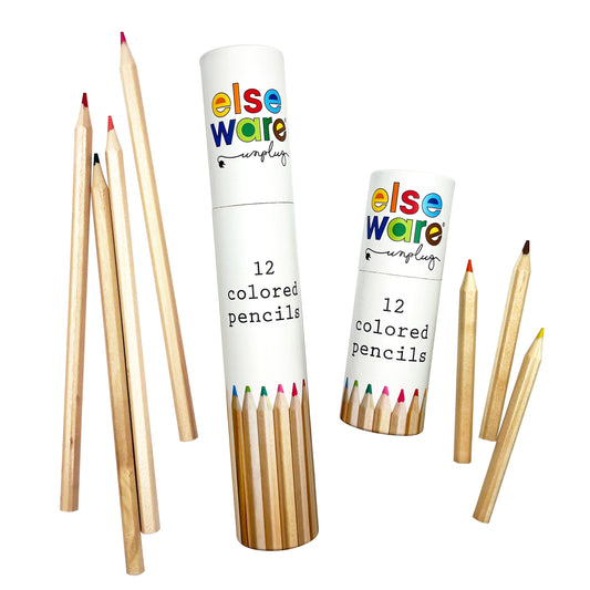 Elsewhere Unplug Colored Pencil Set – Travel & Tall Beechwood Art Pencils in Reusable Tube – 12 pack