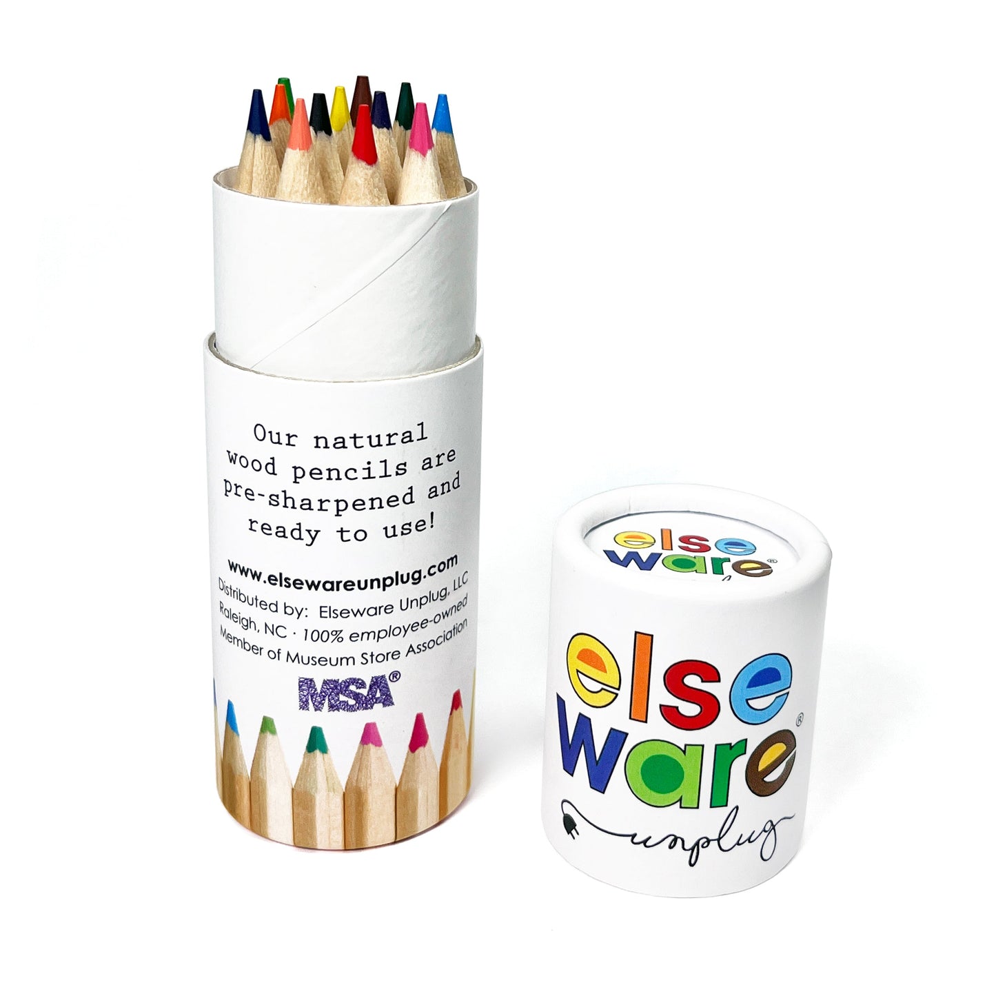 Elsewhere Unplug Colored Pencil Set – Travel & Tall Beechwood Art Pencils in Reusable Tube – 12 pack