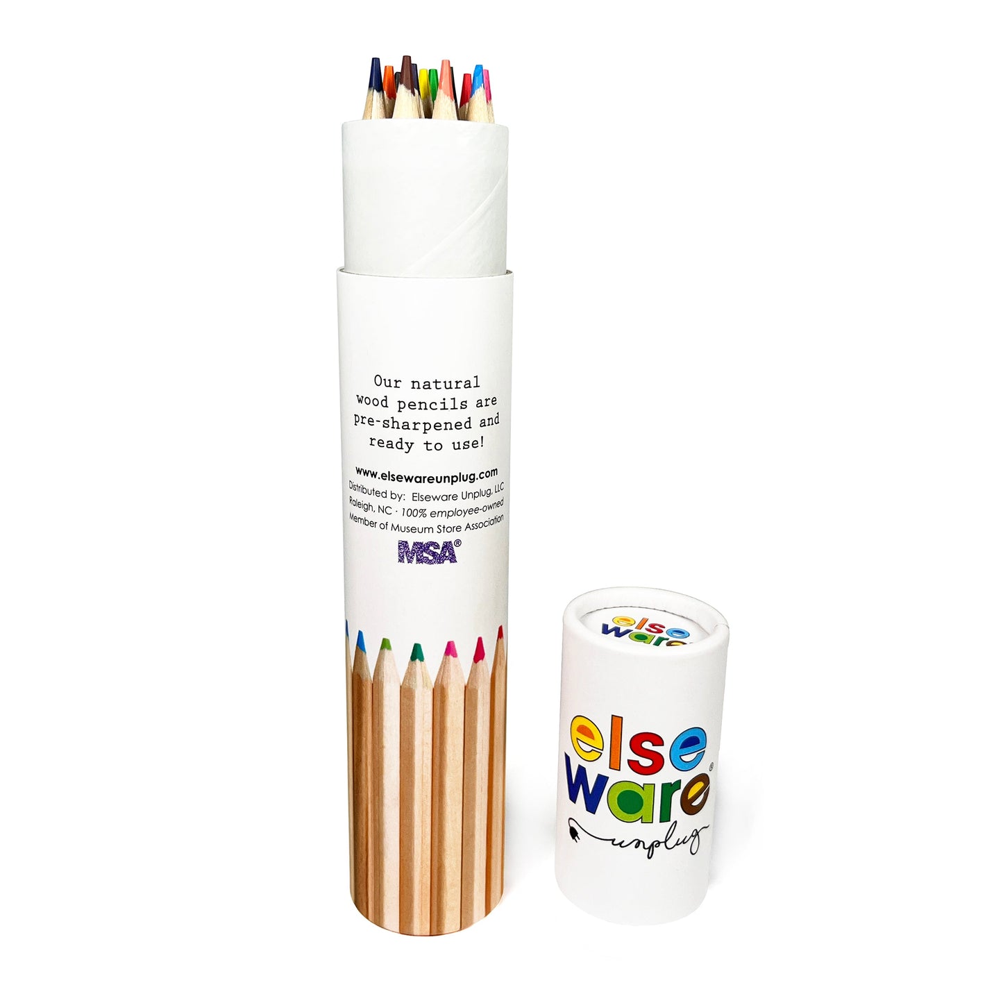 Elsewhere Unplug Colored Pencil Set – Travel & Tall Beechwood Art Pencils in Reusable Tube – 12 pack