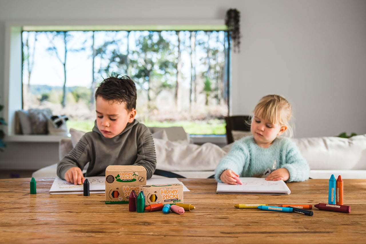 Honeysticks Originals – Natural Beeswax Crayons for Toddlers, First Crayon Option, 12 Colors
