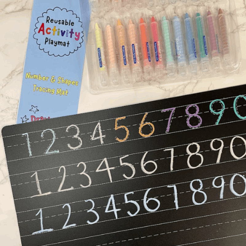 Numbers & Shapes Activity Playmat – 12” x 17”, Reusable & Mess-Free