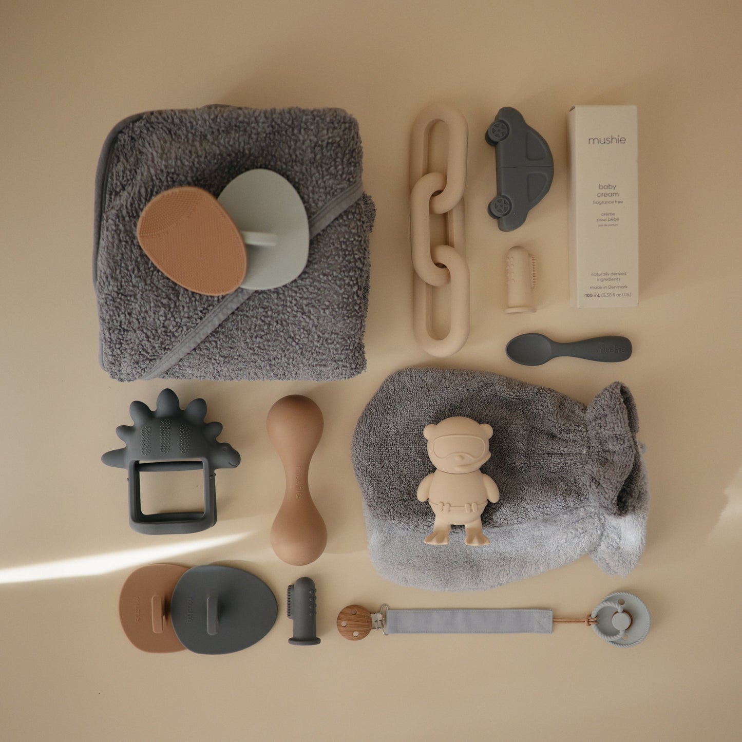 Mushie Dino Teething Ring | Sensory Silicone Teether for Babies – Soft, Safe & Textured