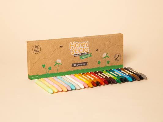 Honeysticks Jumbo Crayons 24-Pack – Natural Beeswax, Food-Grade Colors for Developed Pencil Grasp
