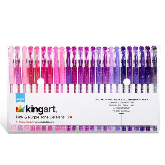 KINGART® Gel Pens 24 Pink & Purple Tone Colors