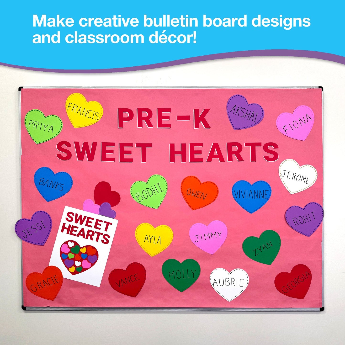 FreshCut Crafts Heart Cutouts – 240 Punch-Out Hearts in Rainbow Colors, 6 Sizes