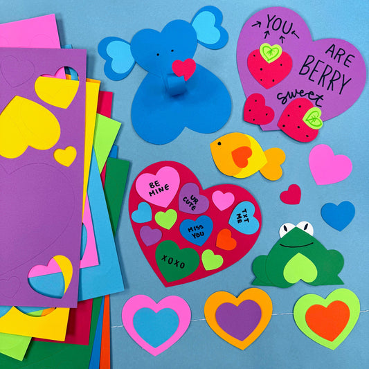 FreshCut Crafts Heart Cutouts – 240 Punch-Out Hearts in Rainbow Colors, 6 Sizes