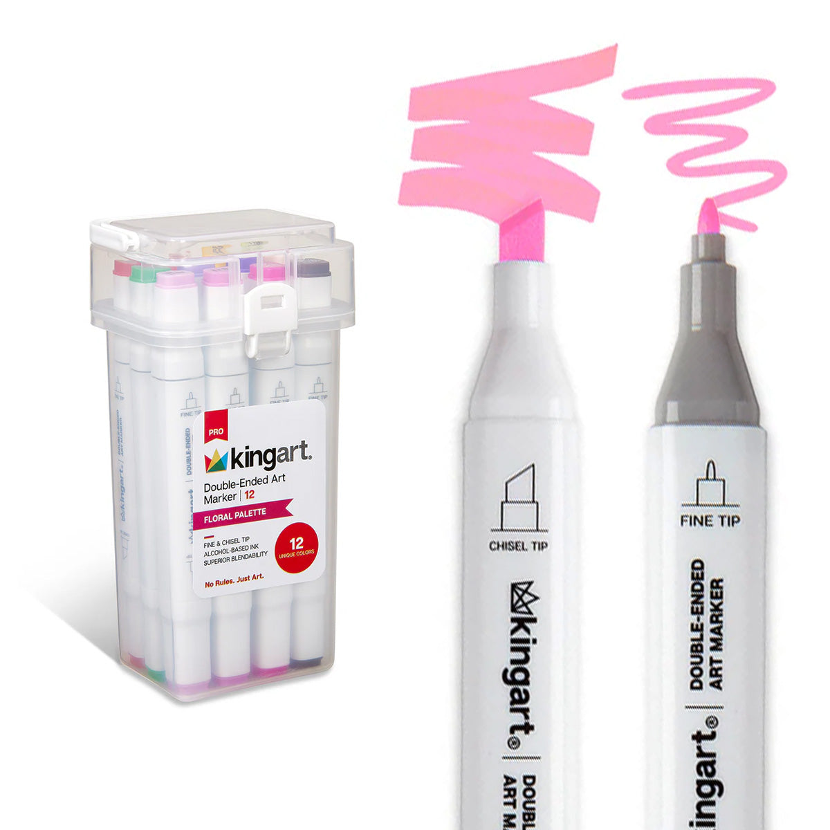 KINGART® Double-Ended Alcohol Markers - 12 Floral Colors