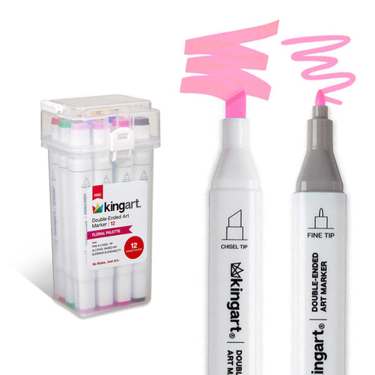 KINGART® Double-Ended Alcohol Markers - 12 Floral Colors