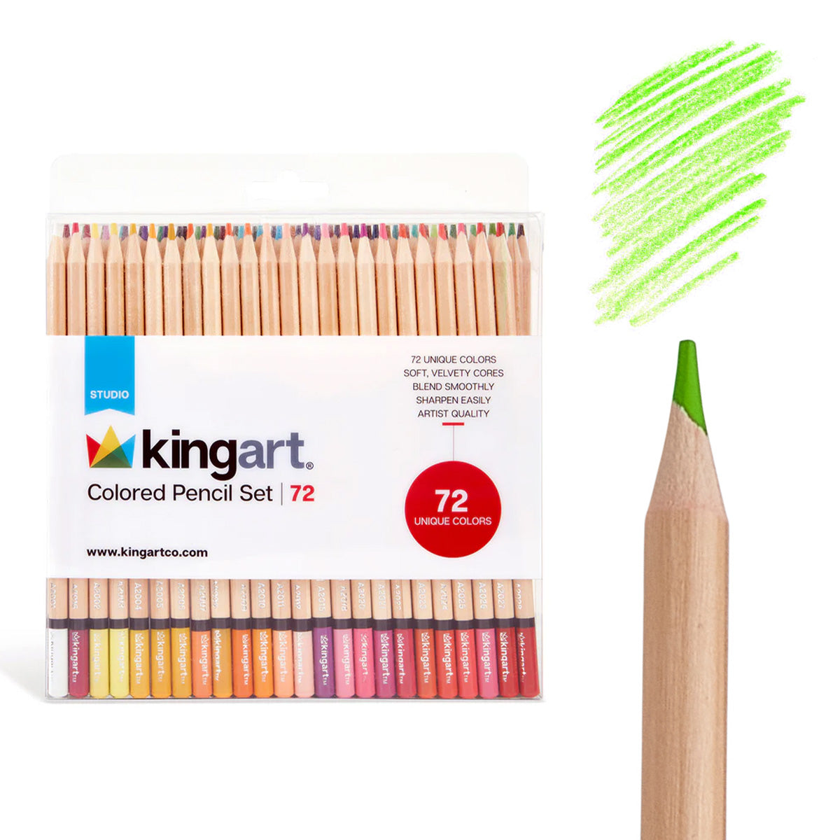 KINGART® Studio Colored Pencils – Soft Wax Core Set, 72 Colors