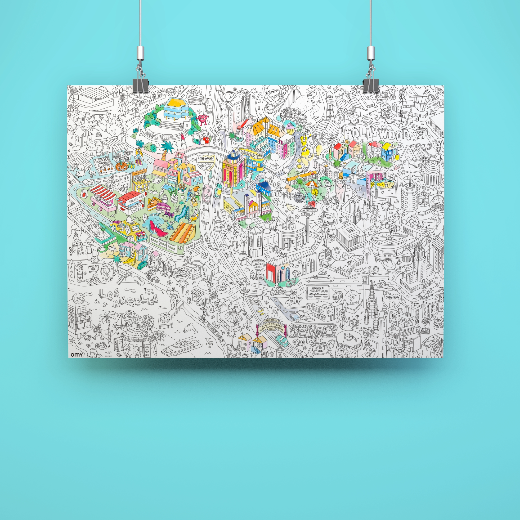 OMY Los Angeles Map Giant Coloring Poster – Interactive Map Art for Big Kids & Creative Exploration