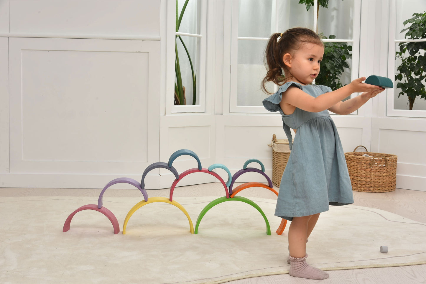 Avenlur Wooden Rainbow Stacking Blocks – Colorful Montessori Building & Balance Set
