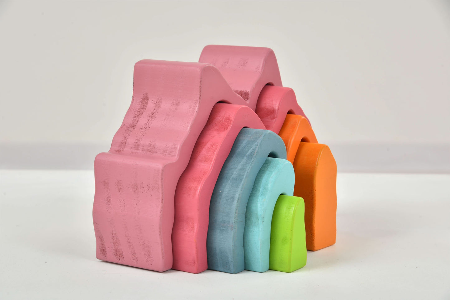 Avenlur Wooden Mountain Rainbow Stacker Toy Puzzle Blocks – Montessori Wooden Toy for Toddlers | Creative, Educational, and Eco-Friendly