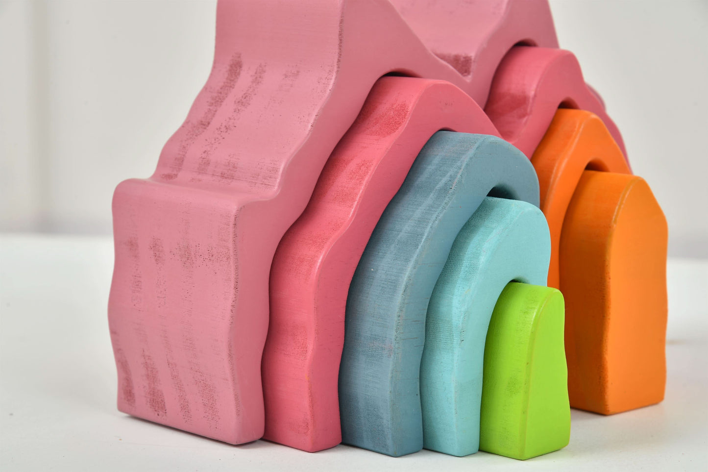 Avenlur Wooden Mountain Rainbow Stacker Toy Puzzle Blocks – Montessori Wooden Toy for Toddlers | Creative, Educational, and Eco-Friendly