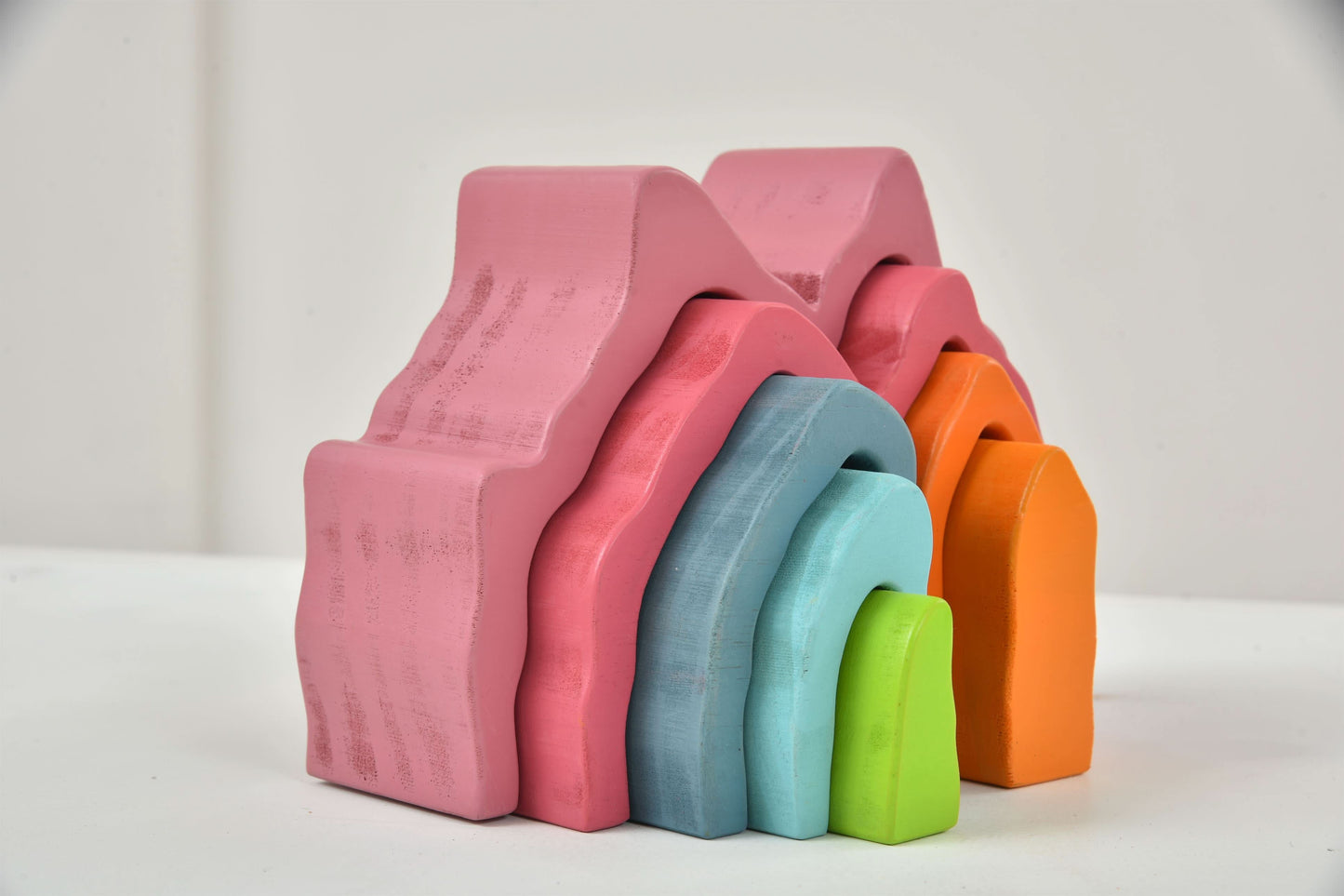 Avenlur Wooden Mountain Rainbow Stacker Toy Puzzle Blocks – Montessori Wooden Toy for Toddlers | Creative, Educational, and Eco-Friendly