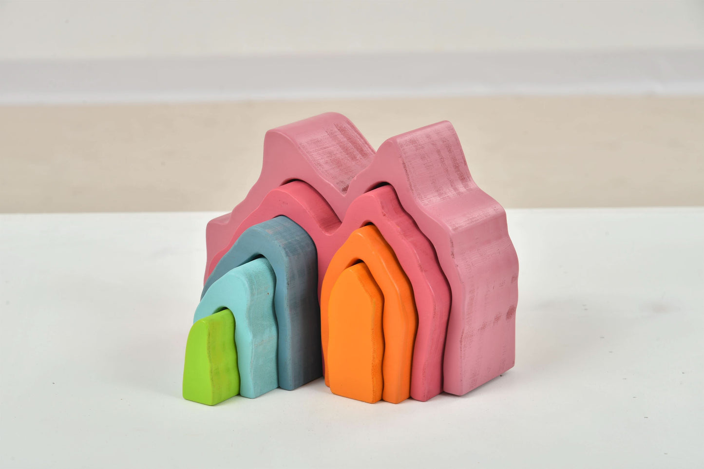 Avenlur Wooden Mountain Rainbow Stacker Toy Puzzle Blocks – Montessori Wooden Toy for Toddlers | Creative, Educational, and Eco-Friendly
