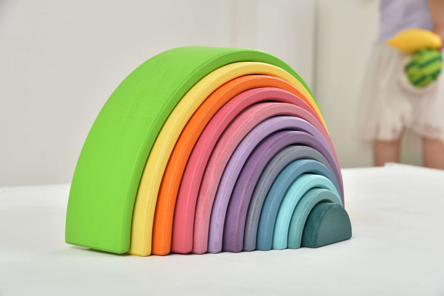 Avenlur Wooden Rainbow Stacking Blocks – Colorful Montessori Building & Balance Set
