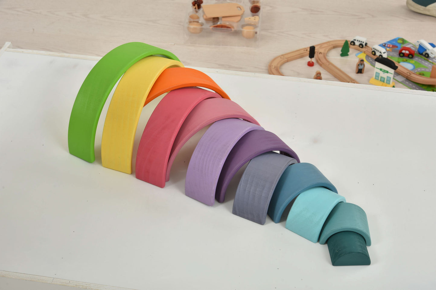 Avenlur Wooden Rainbow Stacking Blocks – Colorful Montessori Building & Balance Set