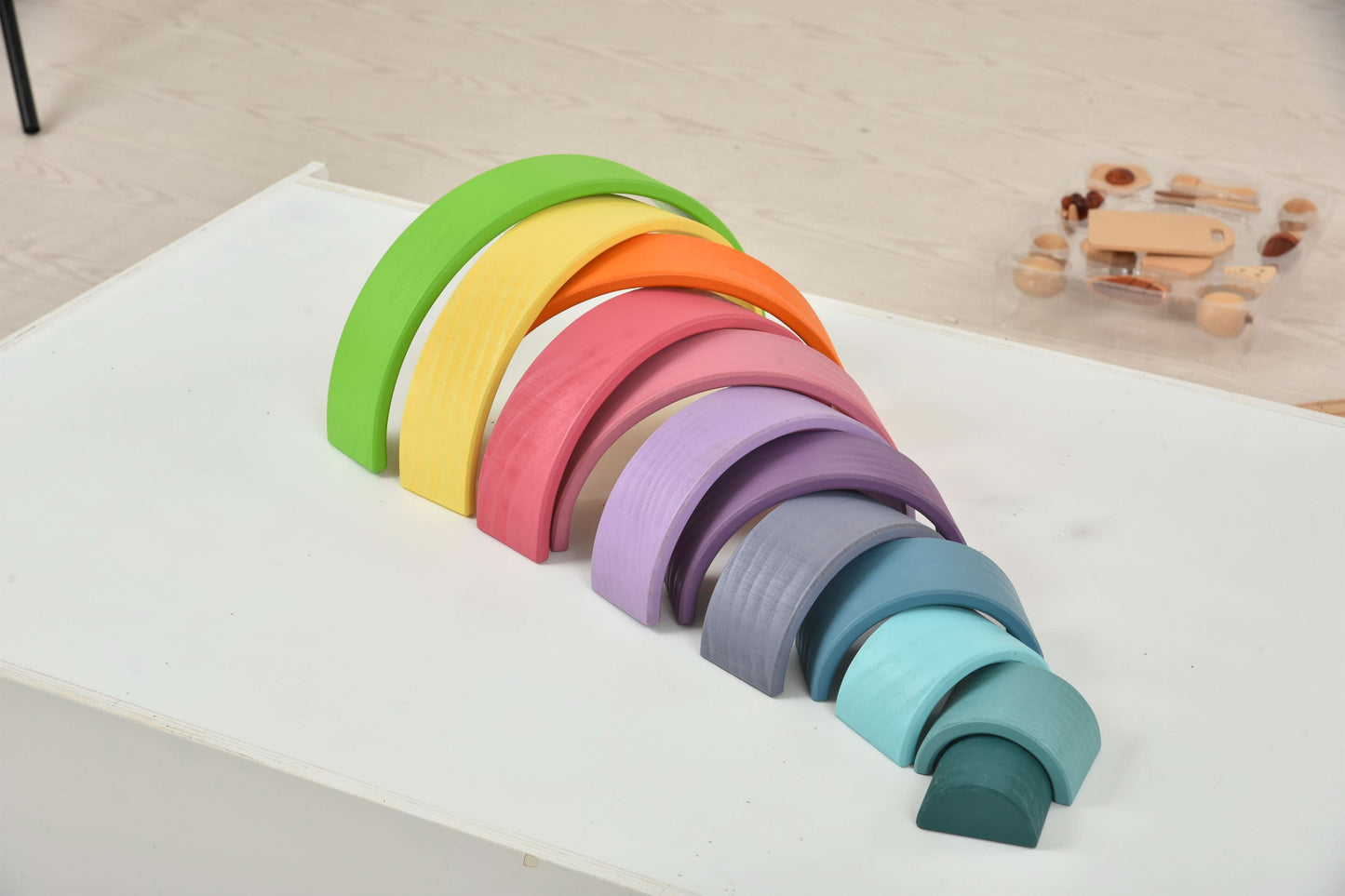 Avenlur Wooden Rainbow Stacking Blocks – Colorful Montessori Building & Balance Set