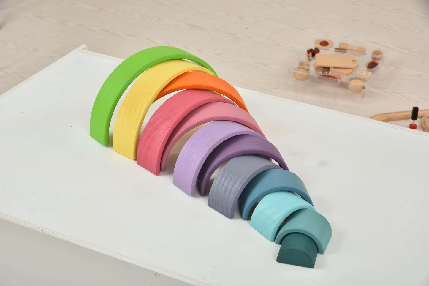 Avenlur Wooden Rainbow Stacking Blocks – Colorful Montessori Building & Balance Set