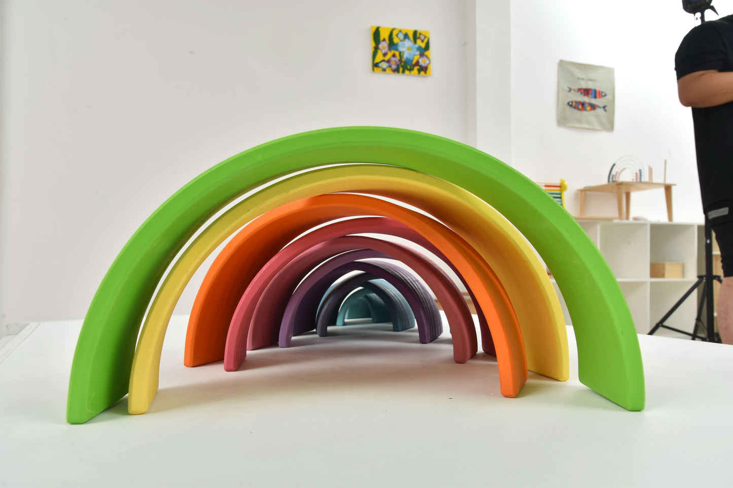 Avenlur Wooden Rainbow Stacking Blocks – Colorful Montessori Building & Balance Set