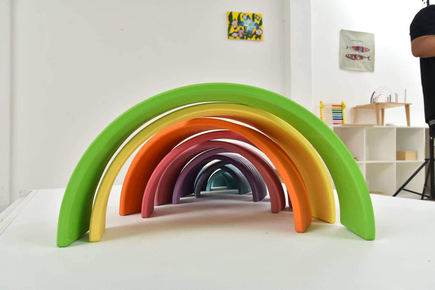 Avenlur Wooden Rainbow Stacking Blocks – Colorful Montessori Building & Balance Set