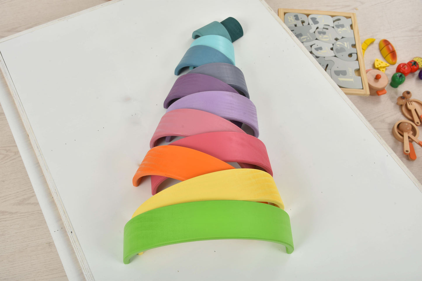 Avenlur Wooden Rainbow Stacking Blocks – Colorful Montessori Building & Balance Set
