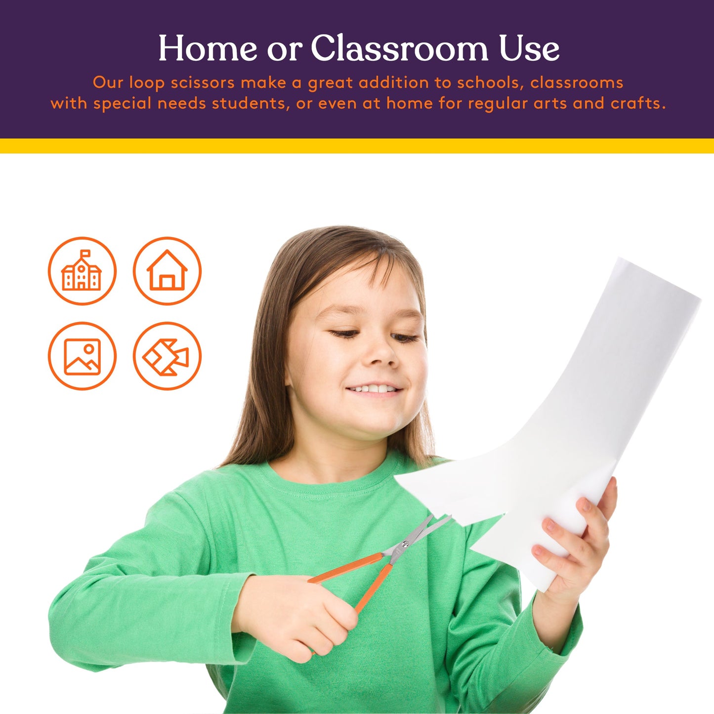 Special Supplies Large Loop Scissors for Kids and Adults 8" Inches (3-Pack)