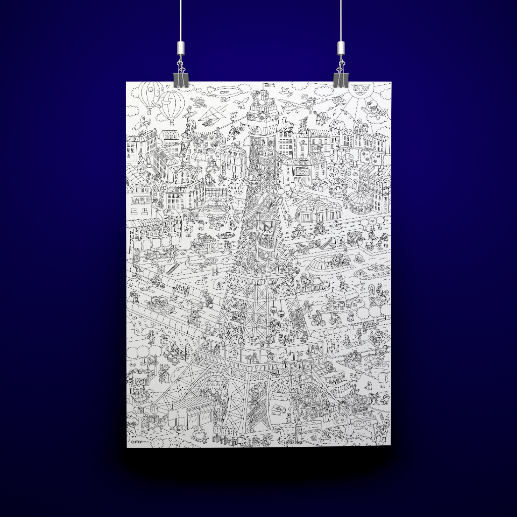 OMY Eiffel Tower Giant Coloring Poster – Paris City Adventure for Big Kids & Creative Play