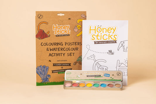 Honeysticks Activity Set – Watercolor Paints with 4 Jumbo Learning Posters