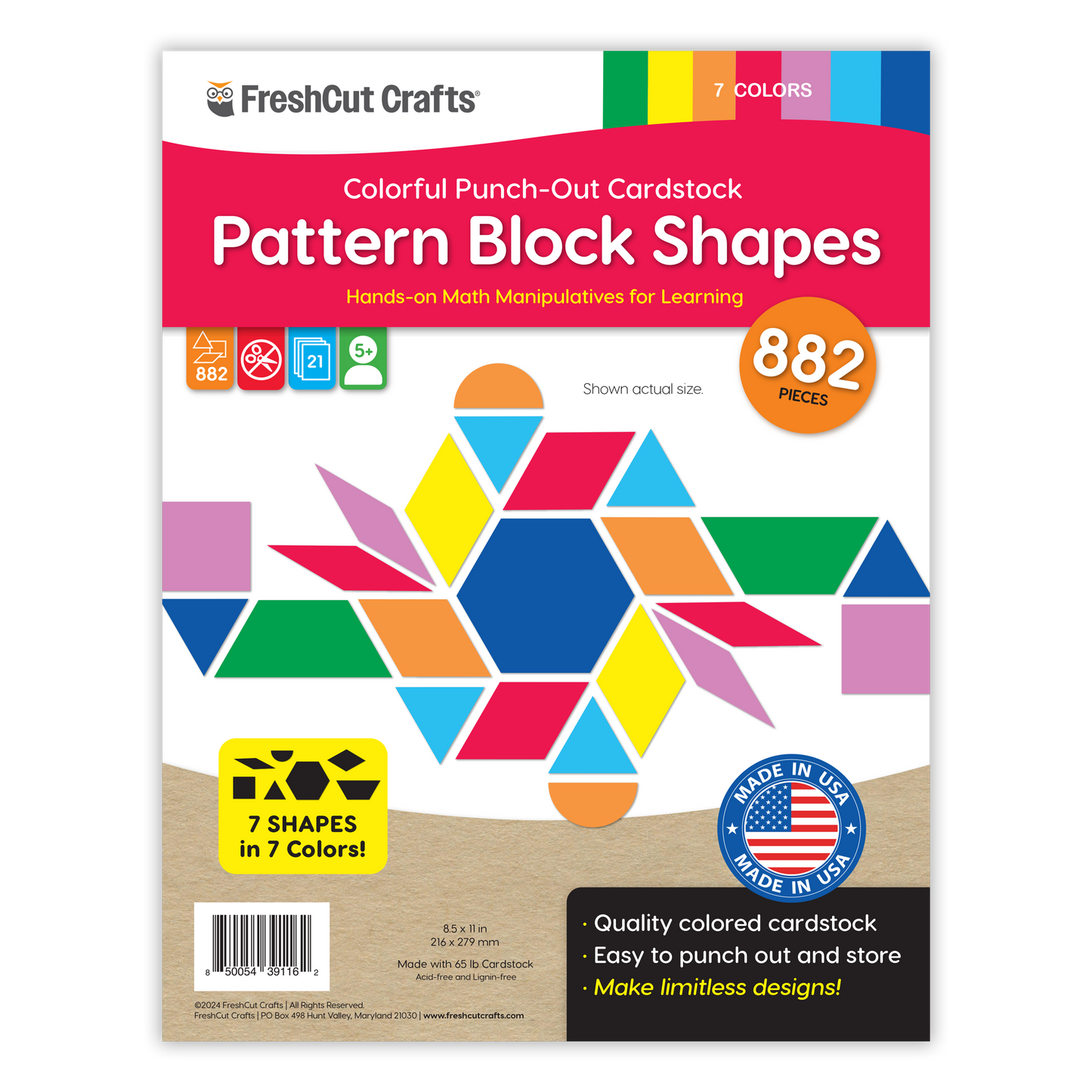 FreshCut Crafts Pattern Block Shapes – 882-Piece Geometry & Creativity Set
