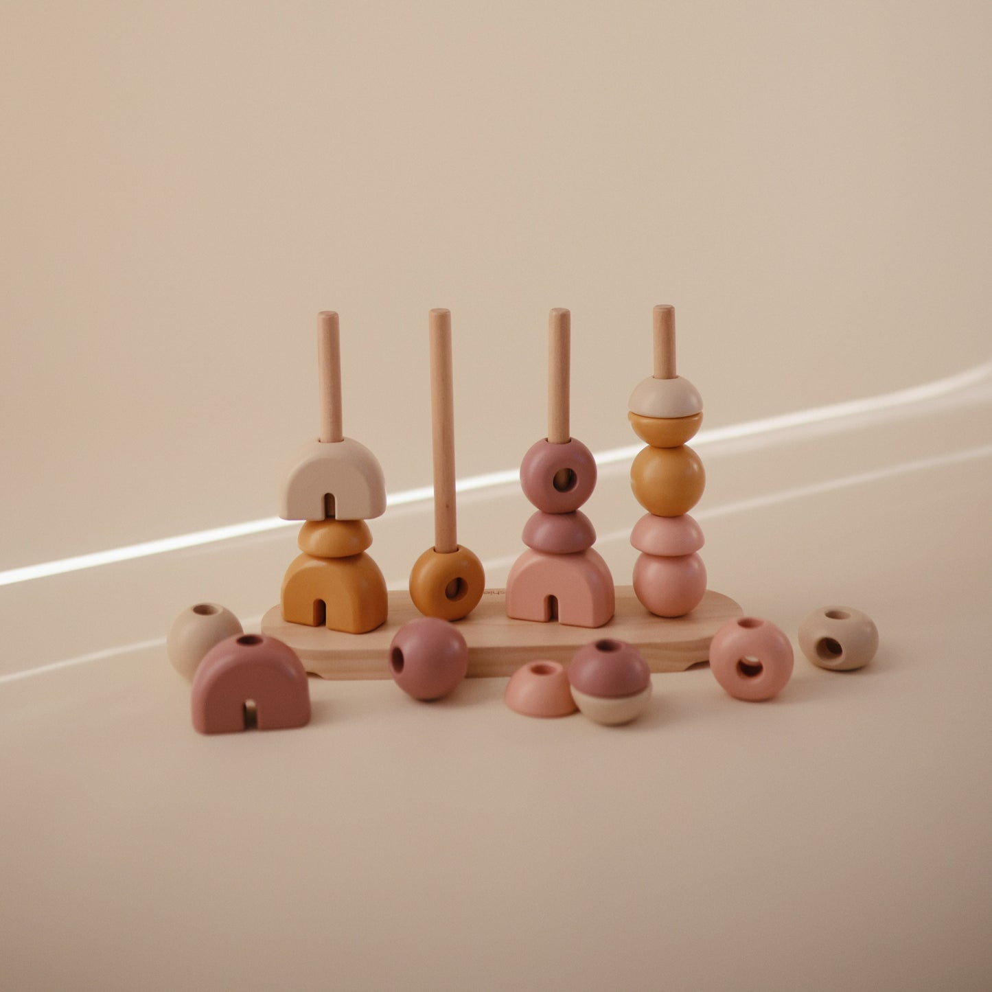 Mushie Wooden Multi Shape Stacker – Educational Sorting & Fine Motor Skills Toy