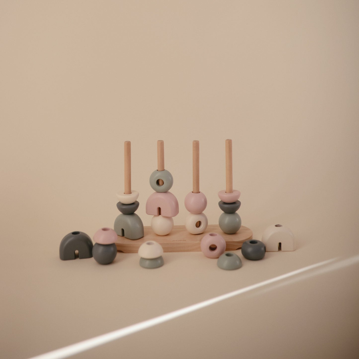 Mushie Wooden Multi Shape Stacker – Educational Sorting & Fine Motor Skills Toy