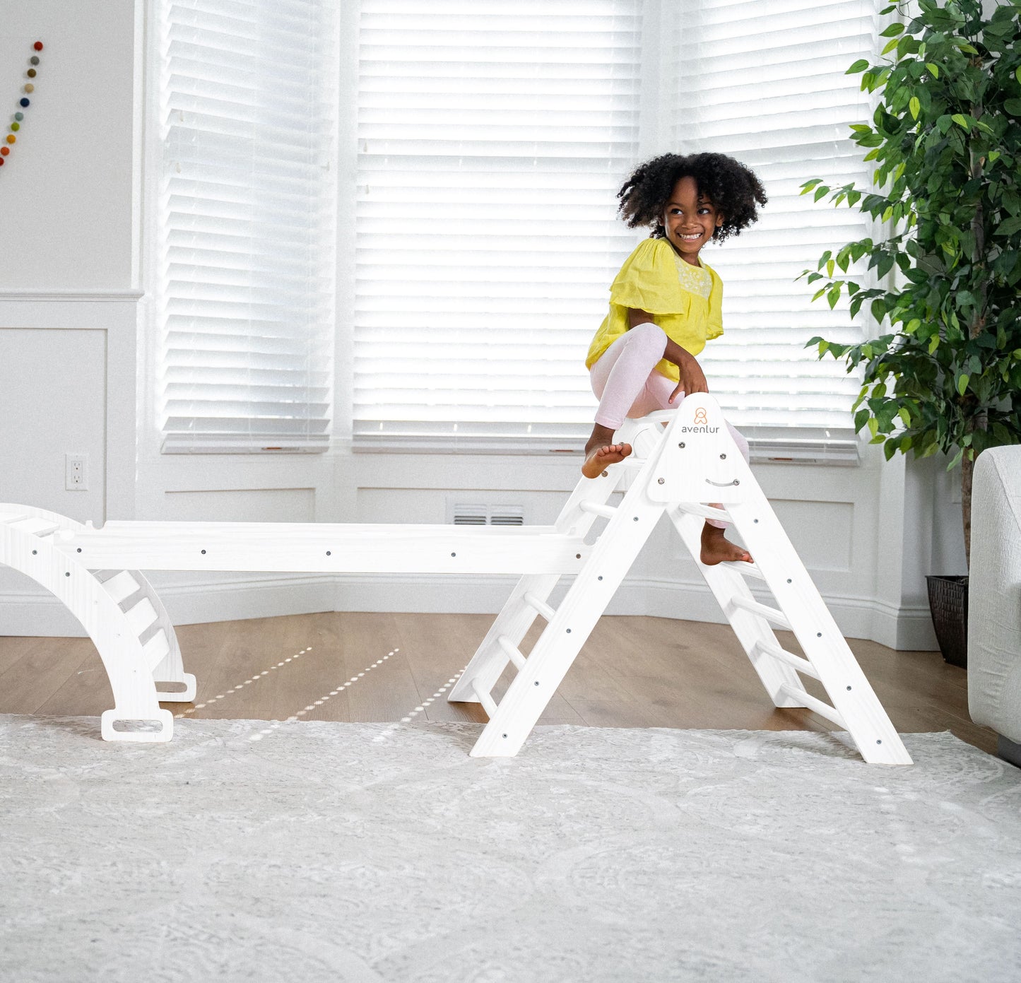 Avenlur Hazel – Pikler Triangle Ladder & Rocker Set | Montessori Climbing Toy for Toddlers | Foldable Wooden Play Gym