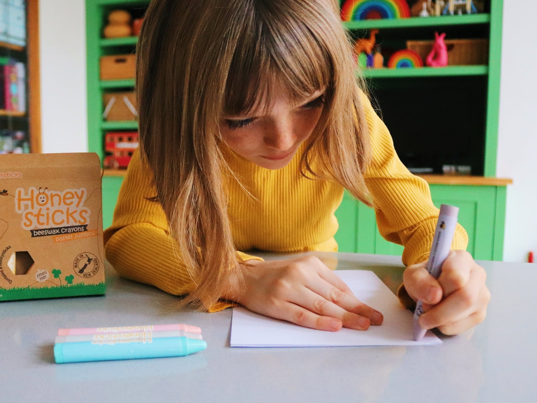 Honeysticks Jumbo Pastel Crayons – Natural Beeswax Crayons for Kids with Developed Pencil Grasp