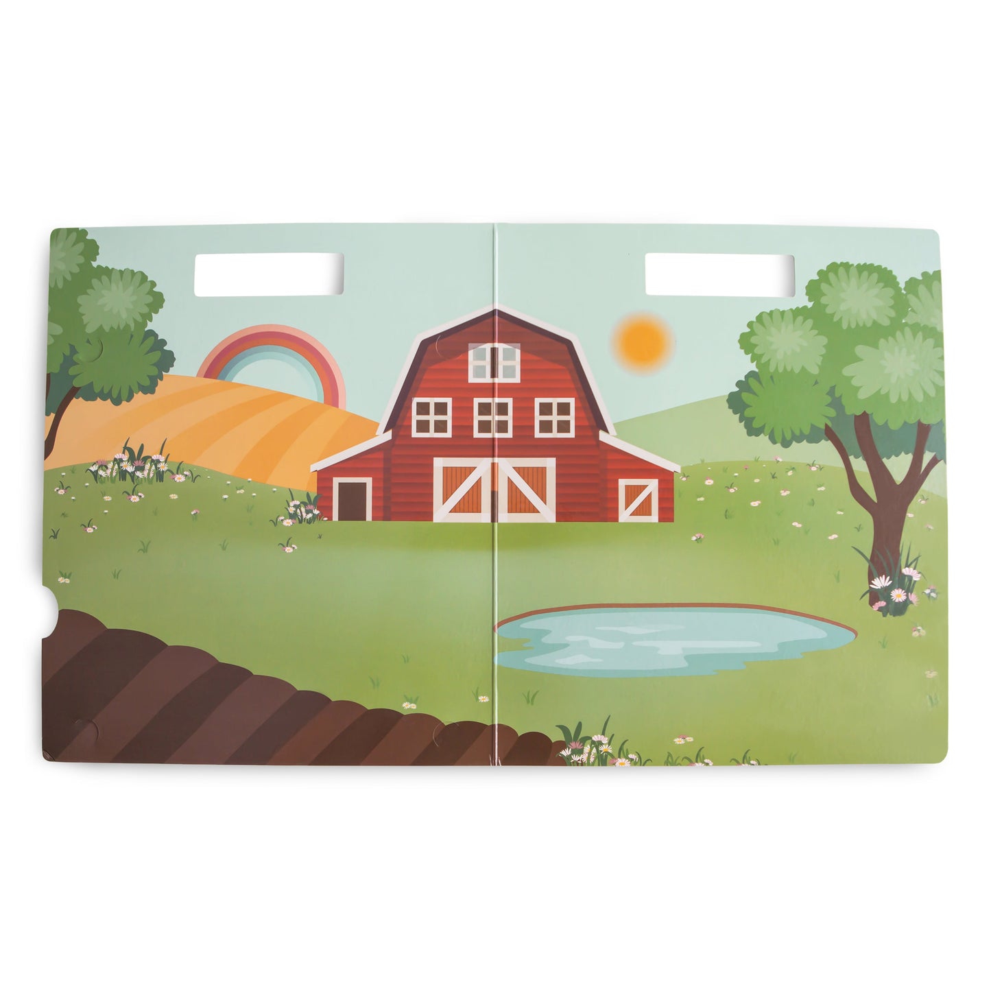 Mushie Reusable Puffy Sticker Book – Farm Friends Play Scene