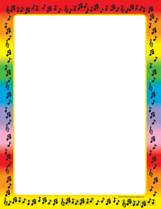 Shapes Etc. Music Notes Border Designer Craft Paper | 50 sheets | Standard Size 8.5"x11"